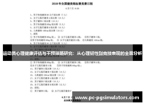 运动员心理健康评估与干预策略研究:从心理韧性到竞技表现的全面分析 运动员心理健康评估与干预策略研究:从心理韧性到竞技表现的全面分析
